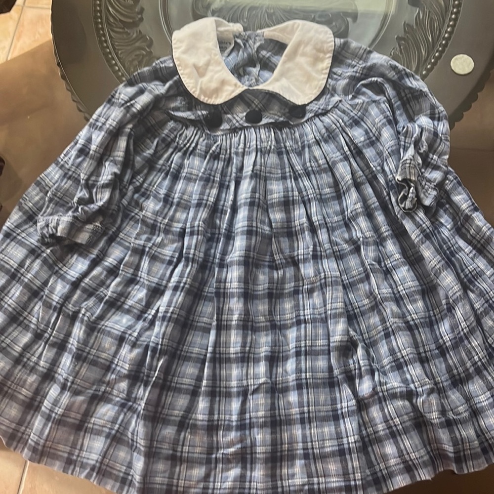 Monday's Child girl's dress (2) in nlue and white check pattern